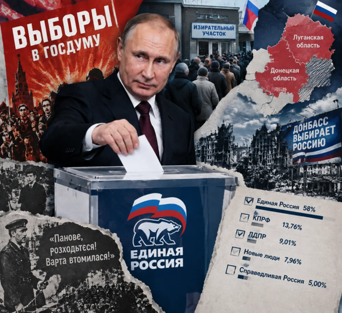 «Єдина Росія» отримала рекордні 355 місць, а на окупованому Донбасі переміг Бородай